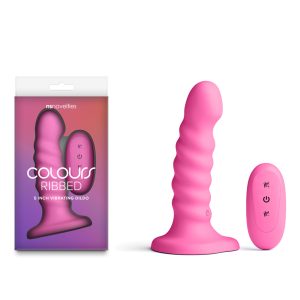 Colours Ribbed - 5'' Vibrating Dildo - Pink