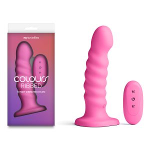 Colours Ribbed - 6'' Vibrating Dildo - Pink