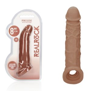 REALROCK 8'' Realistic Penis Extender with Rings - Tan