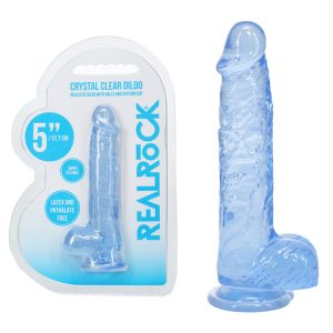 REALROCK 5'' Crystal Clear Dildo with Balls - Blue