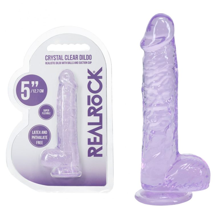 REALROCK 5'' Crystal Clear Dildo with Balls - Purple