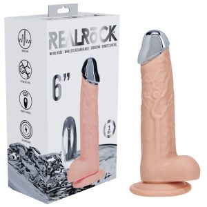 REALROCK Metal Head 6'' Rechargeable Dildo - Flesh